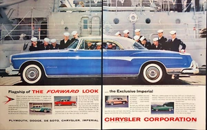 1955 Chrysler Imperial 2-seitige Druckanzeige US Sailors Admiring Car neben Kriegsschiff - Bild 1 von 6