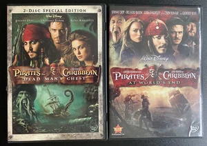 Pirates of the Caribbean Disney DVD Lot: Dead Man’s Chest , At World’s End 2 & 3 - Picture 1 of 5