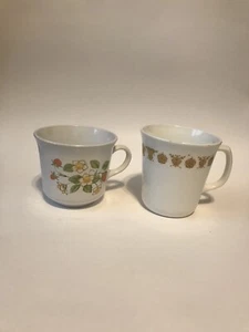 Set of 2 Corelle Corning Coffee Mugs Cups 1 Strawberry Sundae, 1 Butterfly Gold - Picture 1 of 7