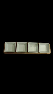 NWOT/NIB CROFTON 5 PC APPETIZER/DIPPING TRAY SET - Bamboo Plank with 4 Bowls - Image 1 of 4