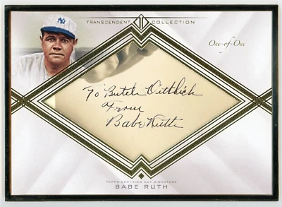 BABE RUTH 2016 Topps Transcendent Cut Auto #1/1 GOLD Framed Oversized 8x5.75 - Image 1 of 4
