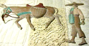 Vtg HOME INTERIOR SOUTHWEST MAN PULLING HIS DONKEY PASTEL METAL WALL HANGING - Picture 1 of 3