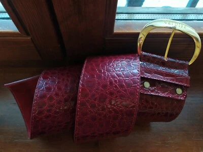 Cinturone CARPISA pelle stampa cocco coccodrillo vernice rosso bordeaux M 110*8 - Immagine 1 di 4