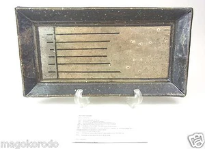 o5985, japonés, SHIGARAKI, HIROYUKI YAMADA, placa rectangular de esmalte plateado. - Imagen 1 de 8