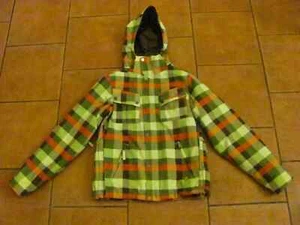 Skiing Burton Women's Green Orange Plaid Ski Jacket with Hood, Size Small - Picture 1 of 17