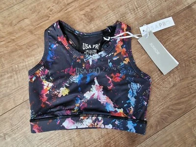 USA PRO CROP TOP GIRLS PAINT SPLAT SPORTS WEAR JUNIOR 5/6 YEARS XS NEW* - Image 1 of 4