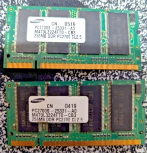 2 x 256MB DDR 333MHz CL2.5 SODIMM PC2700S Memory - Picture 1 of 7