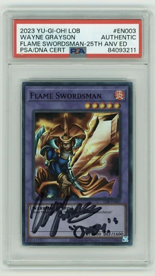 PSA Signed Wayne Grayson Yu-Gi-Oh! Flame Swordsman LOB-EN003 25th - Image 1 of 2