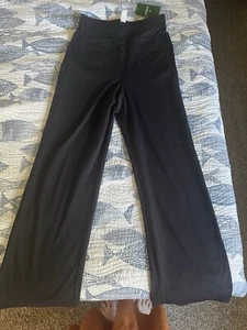 Halara High Waisted 4 Button Straight Leg Casual Pants Black Women's Size S NWT - Picture 1 of 4