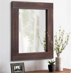 Mirrors for Wall Rustic Wooden Frame Rectangle Mirror Vintage Hanging Mirror for - Picture 1 of 7