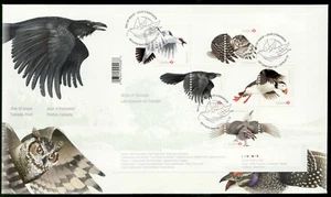 #2919 SS - OFDC - 2016 Birds - Grouse, Owl, Puffin, Ptarmigan, Raven Superfleas  - Picture 1 of 1