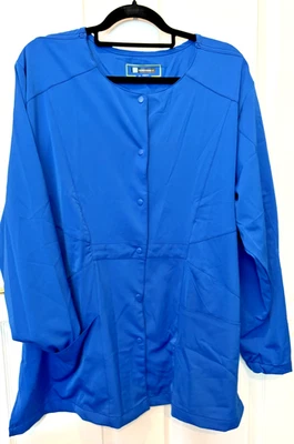 NWOT WONDERWINK HP SNAP FRONT 4 POCKET  ROYAL BLUE MEDICAL UNIFORM LAB JACKET 2X - Image 1 of 4
