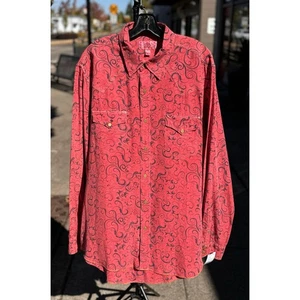 RYAN Michael X-Large Red & Black Men's Western Cowboy Rancher Button Up Shirt - Picture 1 of 9