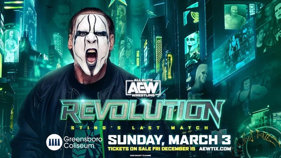 PÓSTER AEE GIGANTE 24”x36” - AEW REVOLUTION STING’S LAST MATCH Foto 1 de 1