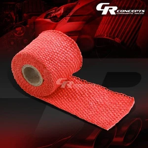 5FT/60"L 2"W COLECTOR DE ESCAPE COCHE/BICICLETA TUBO PROTECTOR TÉRMICO ROJO ENVOLTURA - Imagen 1 de 2