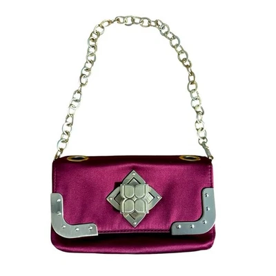 BCBGMaxAzria Burgundy Nylon/Satin Purse Gold Hardware Formal Wedding Holiday  - Image 1 of 4