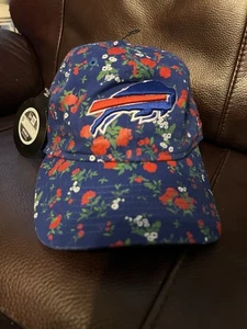 Buffalo Bills Hat Cap Blue Red Floral Strap Back New Era NFL Football Adjustable - Picture 1 of 4