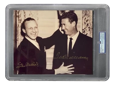 Ted Williams Stan Musial Signed Slabbed 8x10 Photo PSA Mint 9 - Image 1 of 2