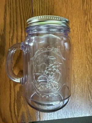 Taza de tarro de albañil acrílico Aladdin con tapa de metal Foto 1 de 4