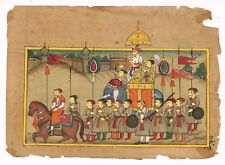 Handmade Mughal Miniature Painting Of King Procession Art On Paper 8x5.5 Inches