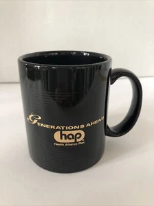Vtg Black Gold Trim Health Alliance Plan HAP Mug USA - Picture 1 of 6