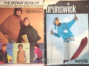 2 Vintage Knitting Books Bernat Brunswick Nordic Sweaters High Fashion 1968 76 - Imagen 1 de 13