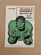 1967 Marvel Super Hero Sticker Card #47 Hulk Vintage Philadelphia Gum