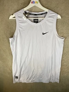 Nike Running Singlet T-Shirts Top Size XL Mens White Logo Sleeveless - Picture 1 of 8