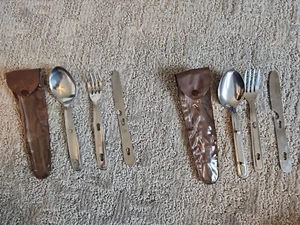 2 - Vintage 3 in 1 (Knife, Spoon & Fork) Stainless Steel Silverware Camping Sets - Picture 1 of 4