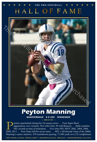 ALL-TIME GREAT QUARTERBACK PEYTON MANNING 13”x19” COMMEMORATIVE POSTER Cover