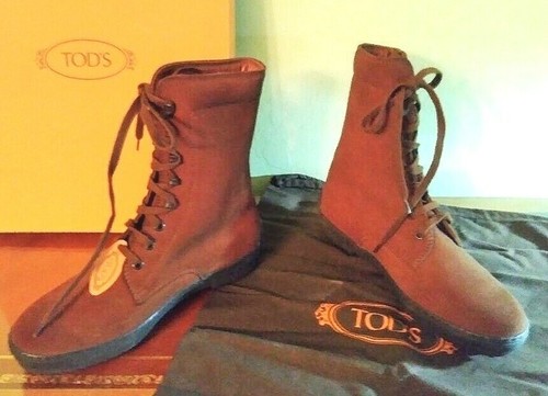 TOD’S Stivali Tod's stivali nabuk in pelle marrone stringati per tutte le stagioni misura 36 5 6 1 2 nuovi con scatola