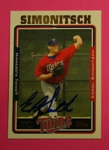 2005 Topps, Minnesota Twins - ERROL SIMONITSCH - Autographed