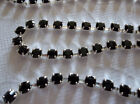 3mm Black Rhinestone Chain - Silver Setting - Jet Black Czech Crystals