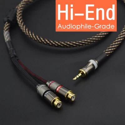 Stereo 3.5mm 1/8 Male Plug to 2 Female RCA Jack Audio Adapter Y Splitter Cable - Image 1 of 4