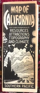 Ca. 1915 MAP OF CALIFORNIA Southern Pacific Railroad + Resources Attractions etc - Picture 1 of 11