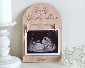Personalised Pregnancy Announcement Sign | Wooden Due Date Plaque l Engraved Bab - Picture 1 of 4