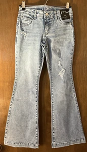 NWT Art Class Girl's Low Rise Flare Jeans Light Distressed wash Size 14 - Picture 1 of 6