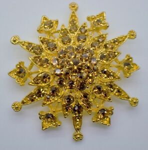 Gorgeous flower bohemian style topaz crystal gold fashion jewelry brooch pin lot