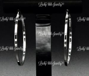 14k White Gold High polished plain Hoop Earring Earrings 4.80 grams #13843 45mm - Picture 1 of 7
