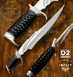 1-OF-A-KIND IMPACT CUTLERY CUSTOM D2 FULLER BOWIE KNIFE BULL HORN HANDLE - Picture 1 of 13