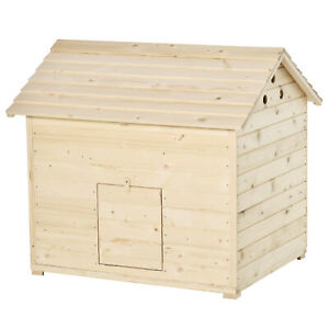 PawHut Wooden Duck House w/ Openable Roof, Raised Base, Air Holes - Natural