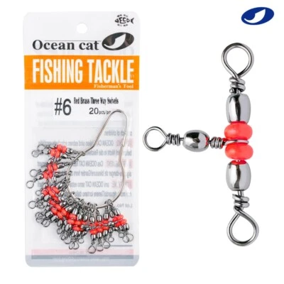 OCEAN CAT Three-Way Brass Swivel Barrel Swivel  Cross Line Swivel Fishing Tackle - Image 1 of 4