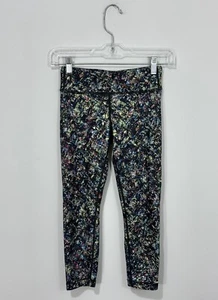 Athleta Girl Chit Chat Tight L 12 Black Blue Pink Orange Cropped Leggings Logo - Picture 1 of 9
