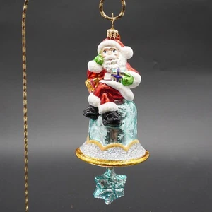 "Anillo Christopher Radko en la gema navideña adorno de Navidad de vidrio 6"" campana de Santa" - Imagen 1 de 5