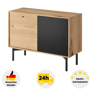 Kommode Sideboard Highboard Holz Schwarz Eiche Wohnzimmerschrank Industrial - Bild 1 von 5