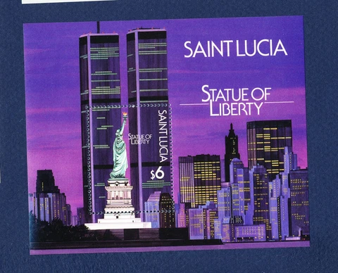 SAINT LUCIA  - 884, sG MS918 - VF MNH S/S - Statue of Liberty - 1986 Cover