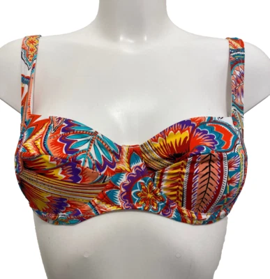 Top de bikini Huit 8 rosa tónico mandarina 32C con aros sin relleno estampado floral Foto 1 de 4