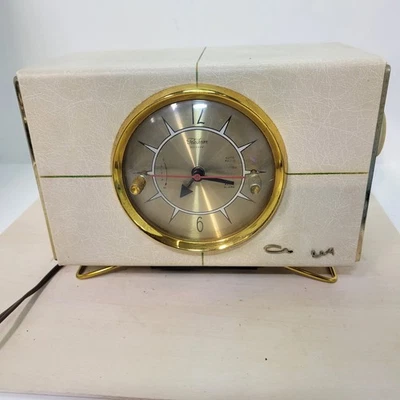 Reloj Radio Telecron Crosley Vintage Modelo JC6WE Acento Dorado Mediados de Siglo Moderno Foto 1 de 4