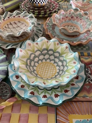 MACKENZIE-CHILDS King Ferry Ceramic Fluted Breakfast Bowl - Image 1 of 4