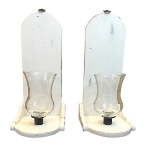 Vintage Distressed Wooden Hanging Candle Holders Upcycled Vintage Shabby Chic - Picture 1 of 7